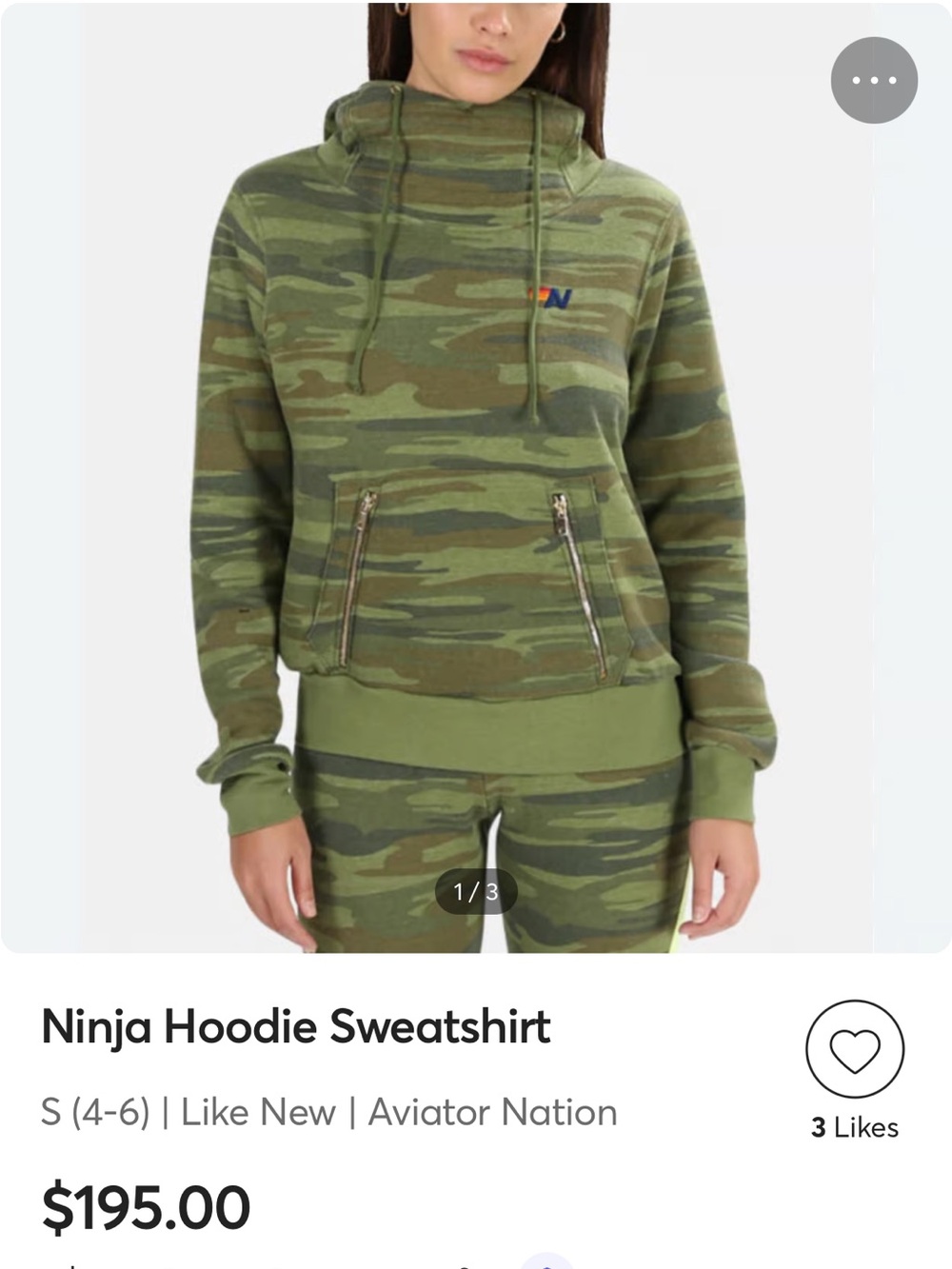 Aviator Nation Olive Camo Cowl Neck Hoodie